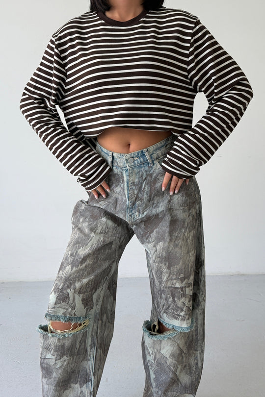 Routines Striped Longsleeve - Brown 0197