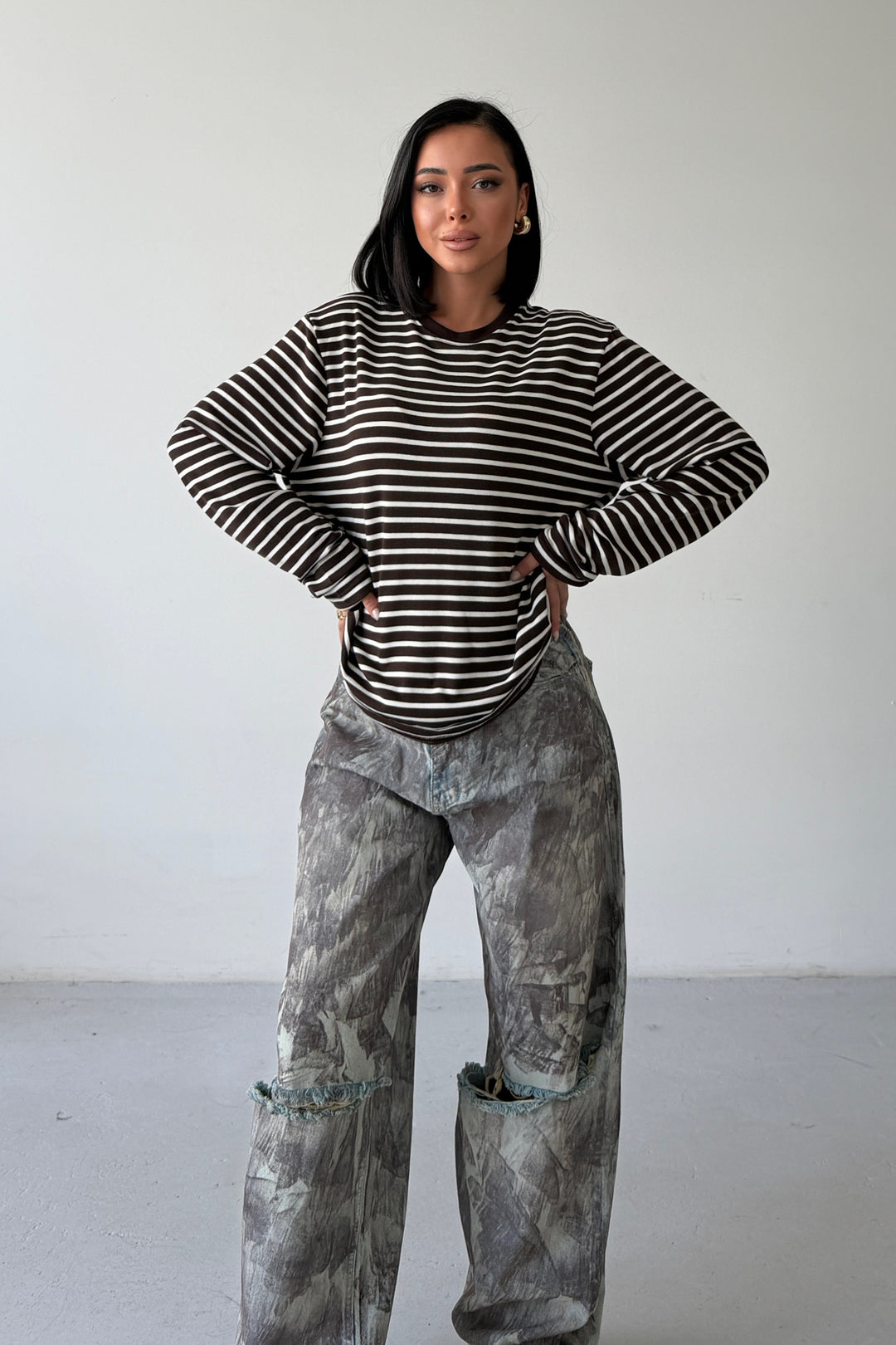 Routines Striped Longsleeve - Brown 0197