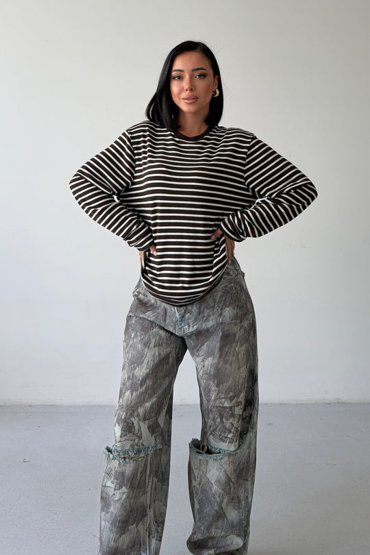 Routines Striped Longsleeve - Brown 0197