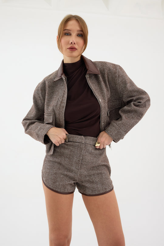 Routines Striped Two Piece Bomber Set - Brown 1018 - ROUTINES