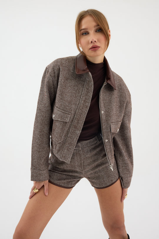 Routines Striped Two Piece Bomber Set - Brown 1018 - ROUTINES