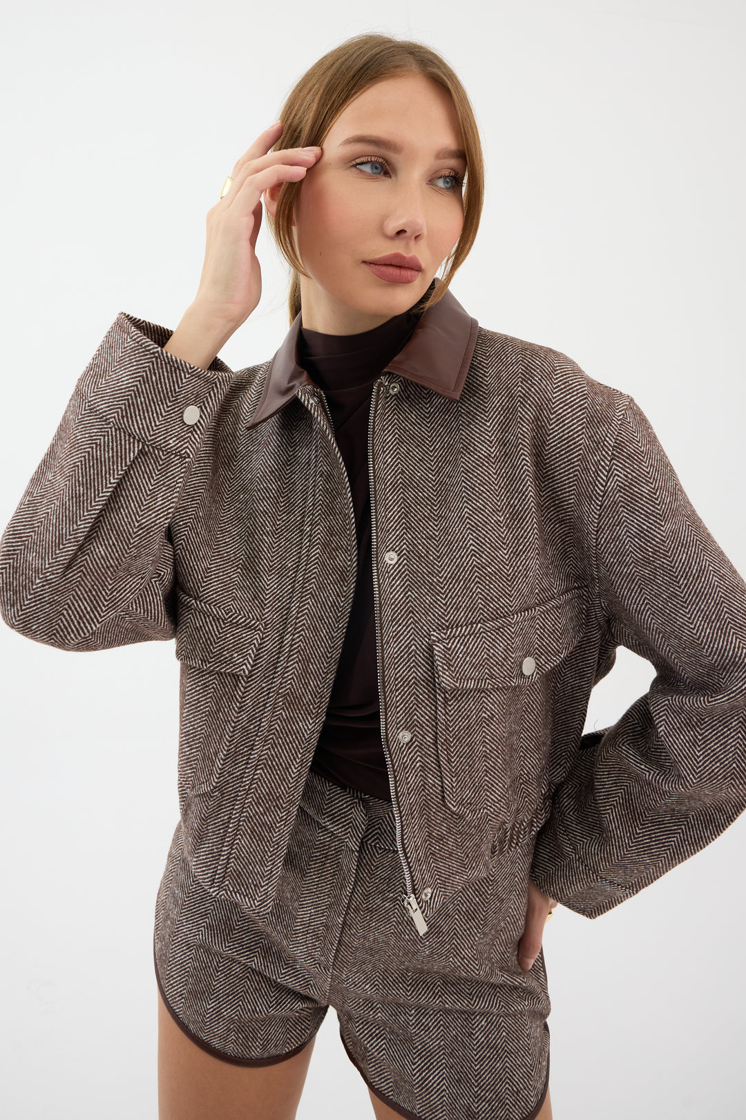 Routines Striped Two Piece Bomber Set - Brown 1018 - ROUTINES