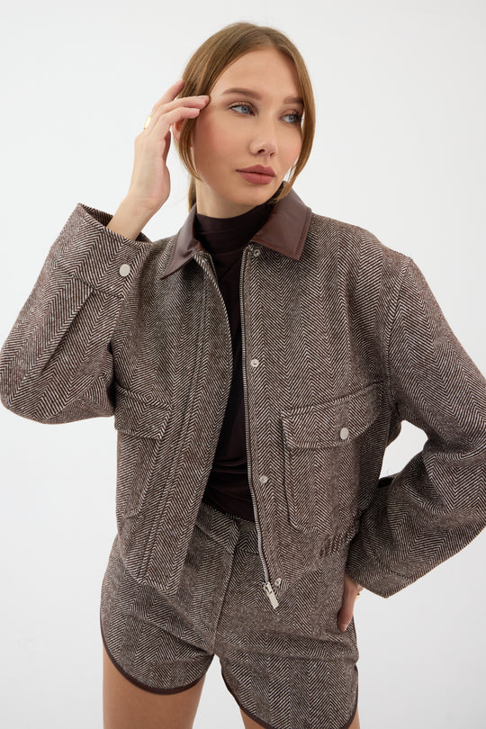 Routines Striped Two Piece Bomber Set - Brown 1018 - ROUTINES