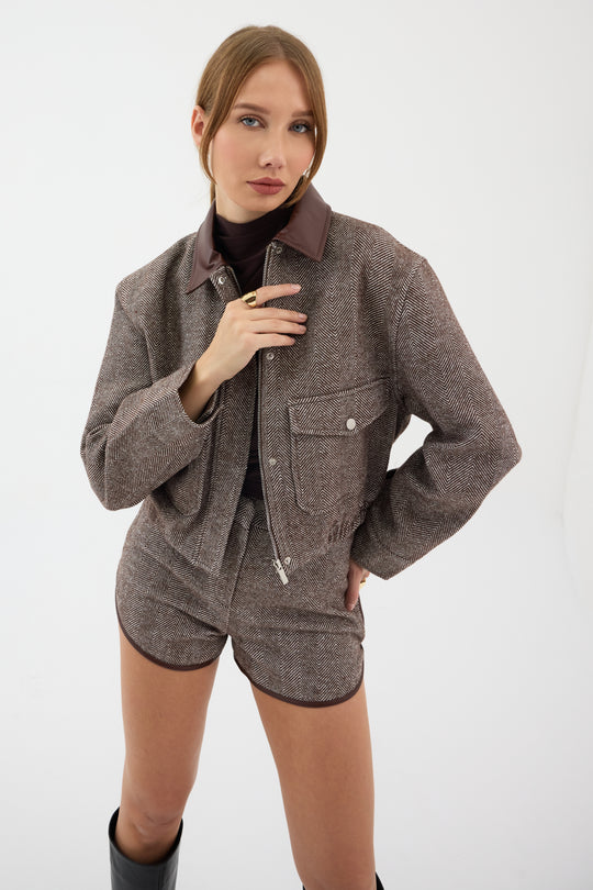 Routines Striped Two Piece Bomber Set - Brown 1018 - ROUTINES