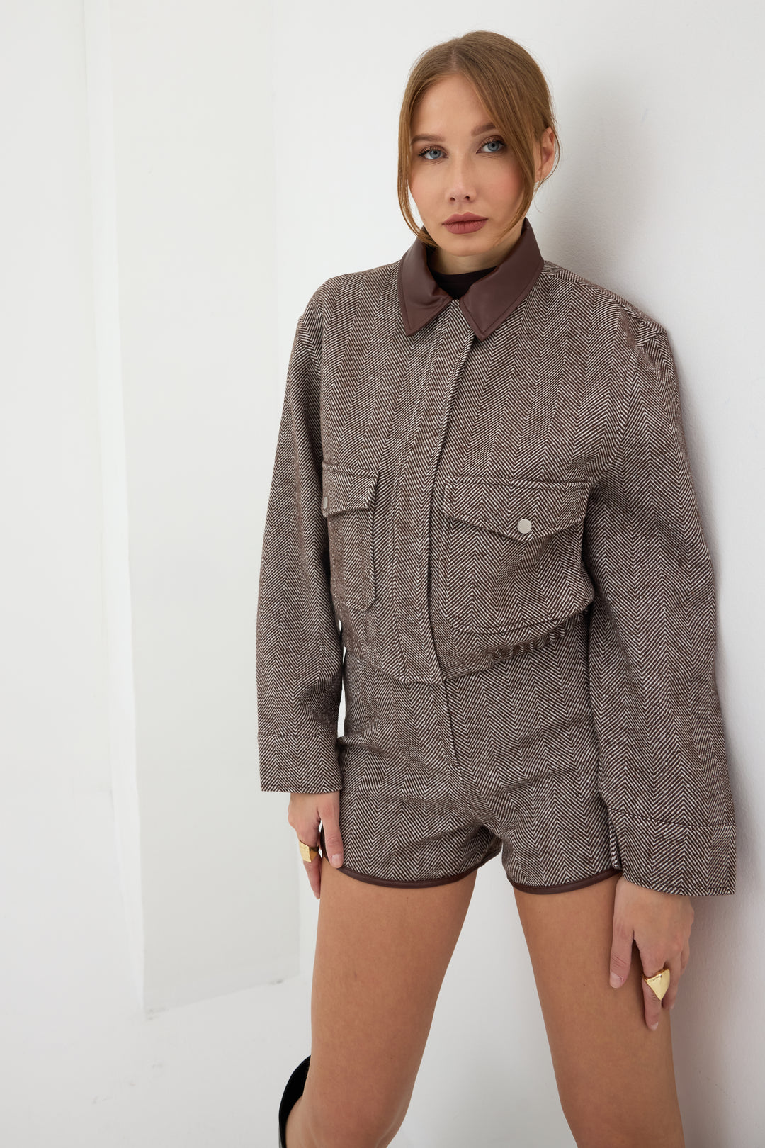 Routines Striped Two Piece Bomber Set - Brown 1018 - ROUTINES