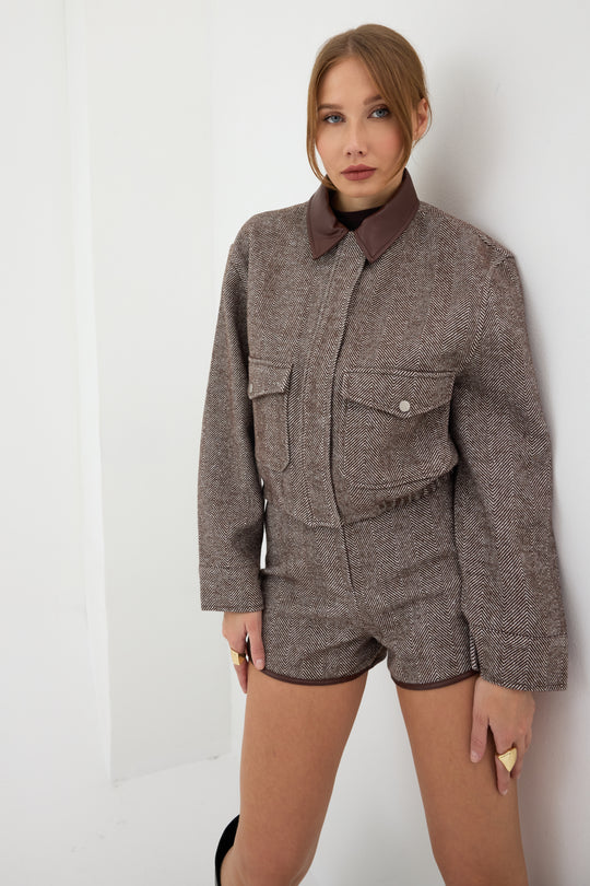 Routines Striped Two Piece Bomber Set - Brown 1018 - ROUTINES