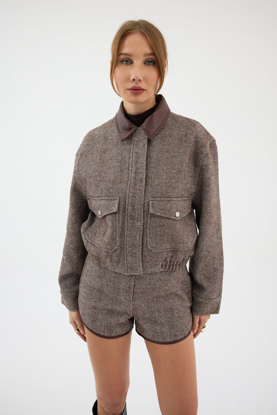 Routines Striped Two Piece Bomber Set - Brown 1018 - ROUTINES