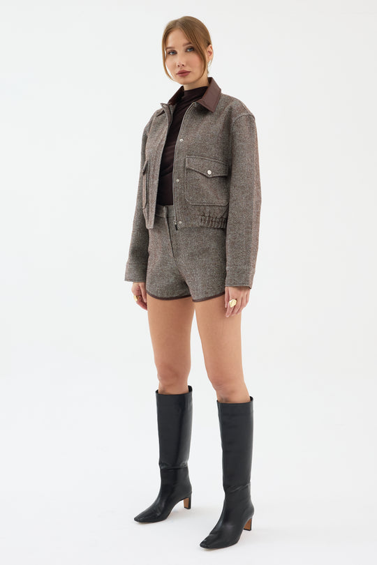 Routines Striped Two Piece Bomber Set - Brown 1018 - ROUTINES