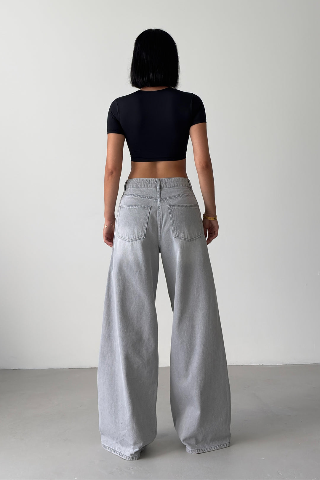 Routines Striped Wide Jeans - Grey 531 - ROUTINES