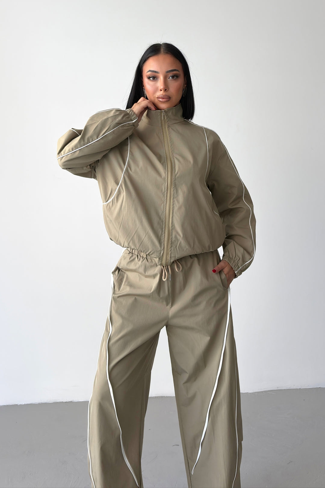 Routines Striped Zippers Tracksuit - Olive 2611