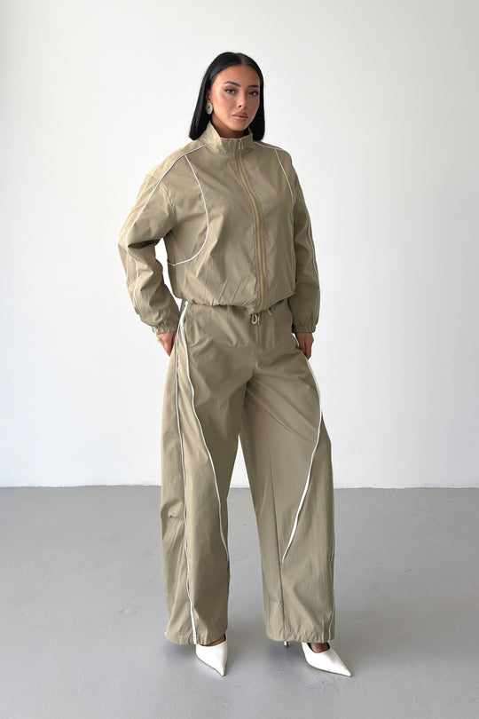 Routines Striped Zippers Tracksuit - Olive 2611