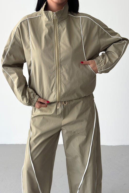 Routines Striped Zippers Tracksuit - Olive 2611