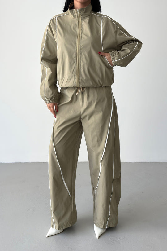 Routines Striped Zippers Tracksuit - Olive 2611