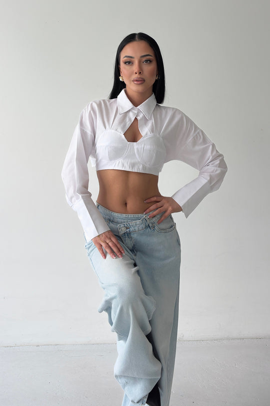 Routines Tie Back Shaped Blouse - White 3008 - ROUTINES