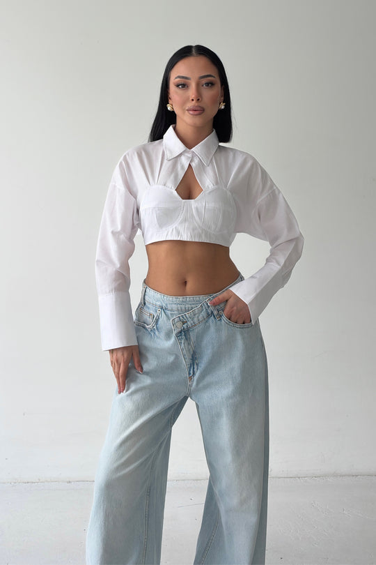 Routines Tie Back Shaped Blouse - White 3008 - ROUTINES