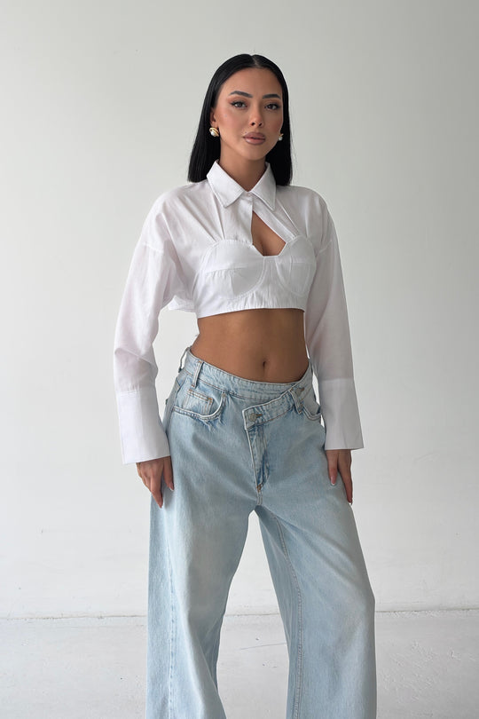Routines Tie Back Shaped Blouse - White 3008 - ROUTINES