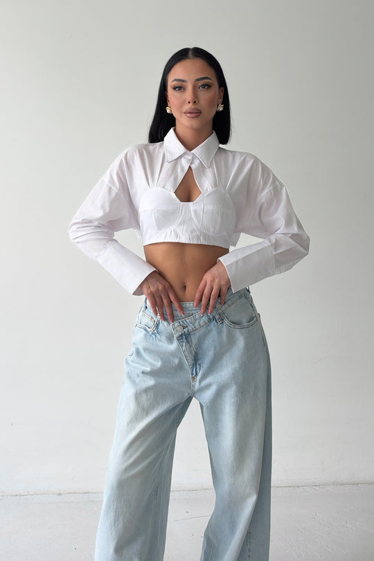 Routines Tie Back Shaped Blouse - White 3008 - ROUTINES