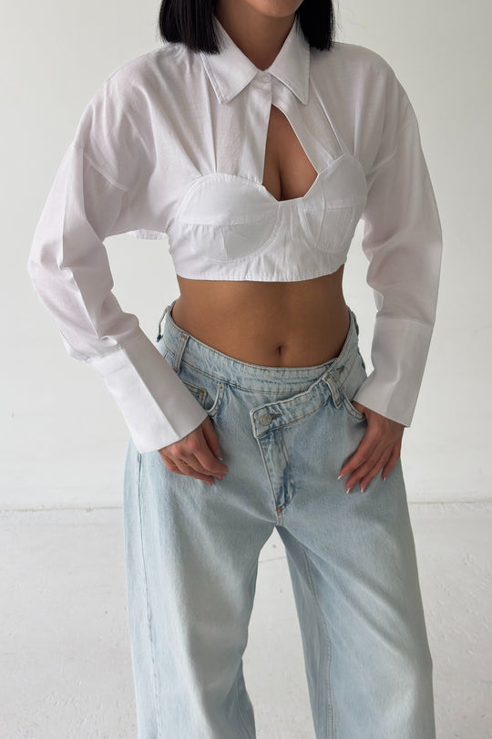 Routines Tie Back Shaped Blouse - White 3008 - ROUTINES
