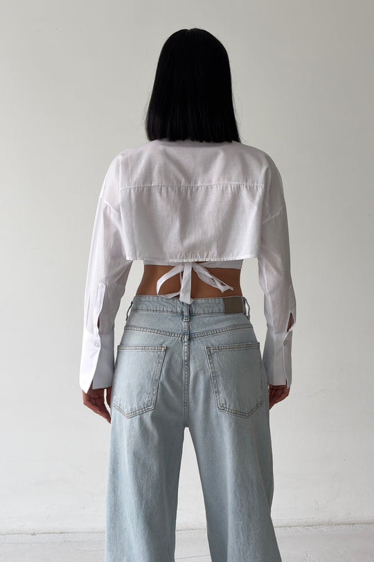 Routines Tie Back Shaped Blouse - White 3008 - ROUTINES