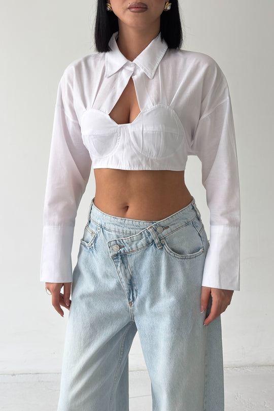 Routines Tie Back Shaped Blouse - White 3008 - ROUTINES