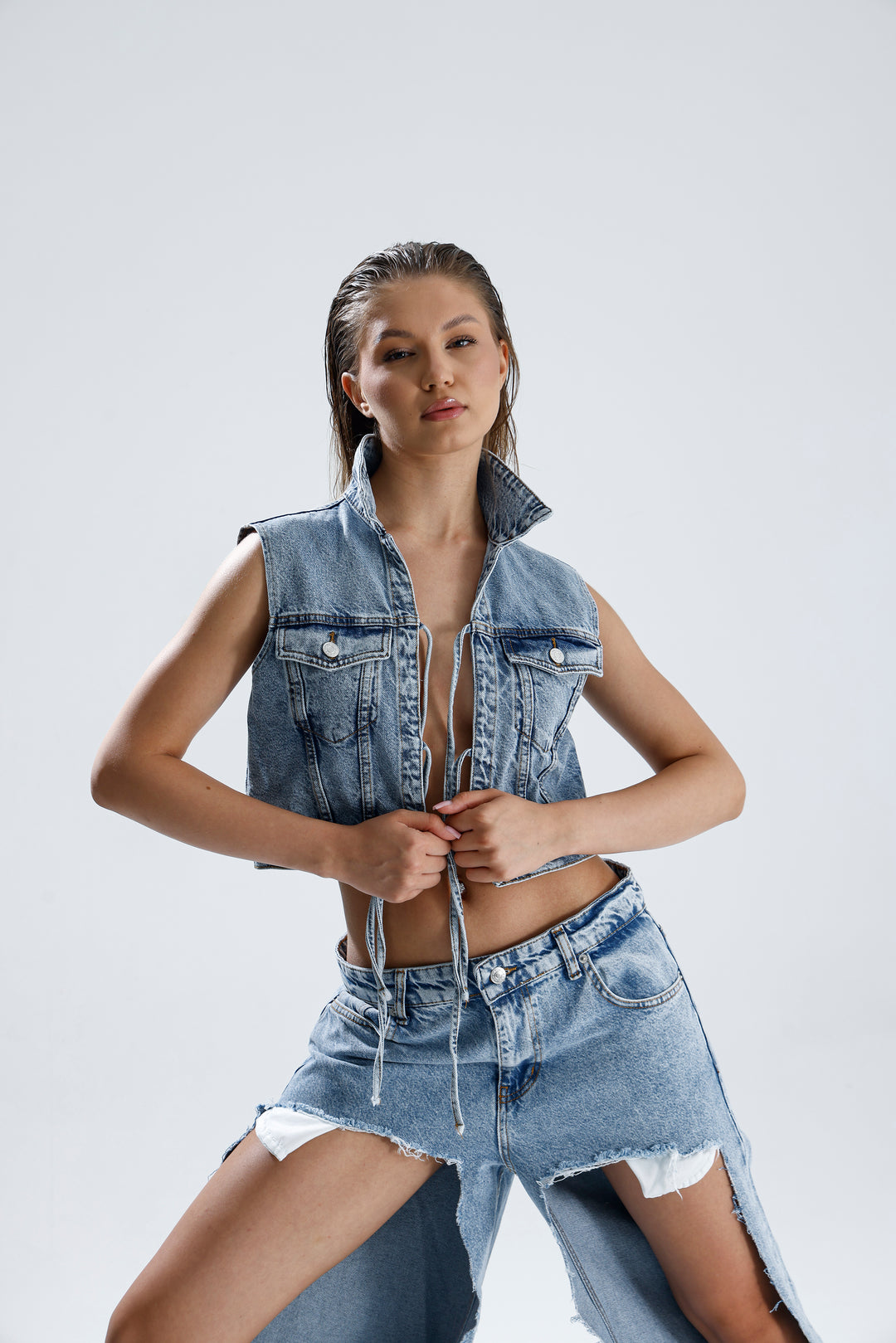 Routines Tie Denim Top 52212018 - ROUTINES