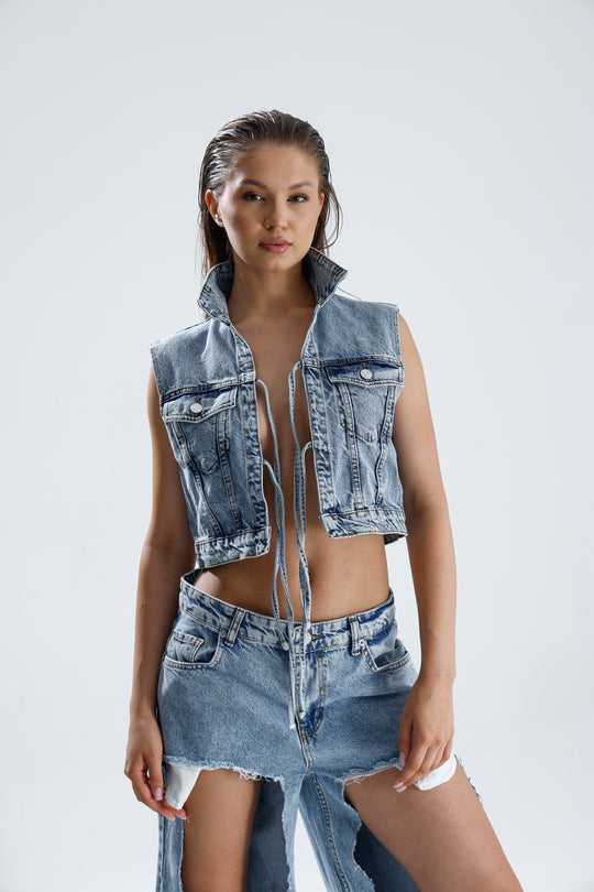 Routines Tie Denim Top 52212018 - ROUTINES