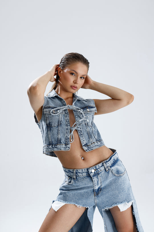 Routines Tie Denim Top 52212018 - ROUTINES