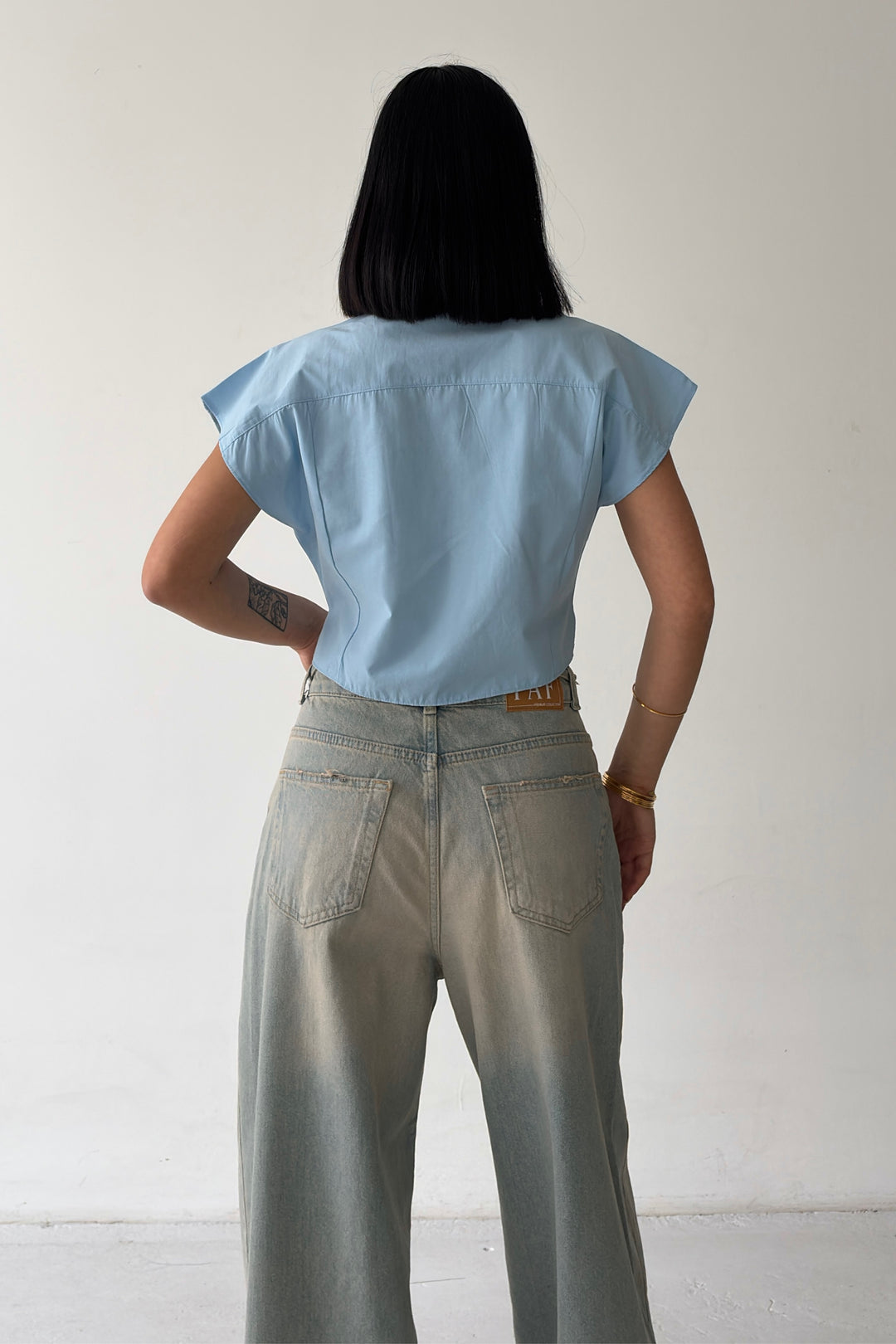 Routines Twisted Buttons Blouse - Baby Blue 3267 - ROUTINES