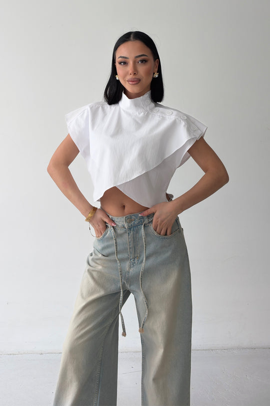 Routines Twisted Buttons Blouse - White 3267 - ROUTINES
