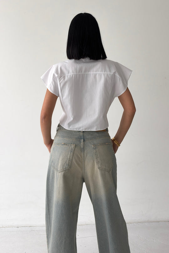 Routines Twisted Buttons Blouse - White 3267 - ROUTINES
