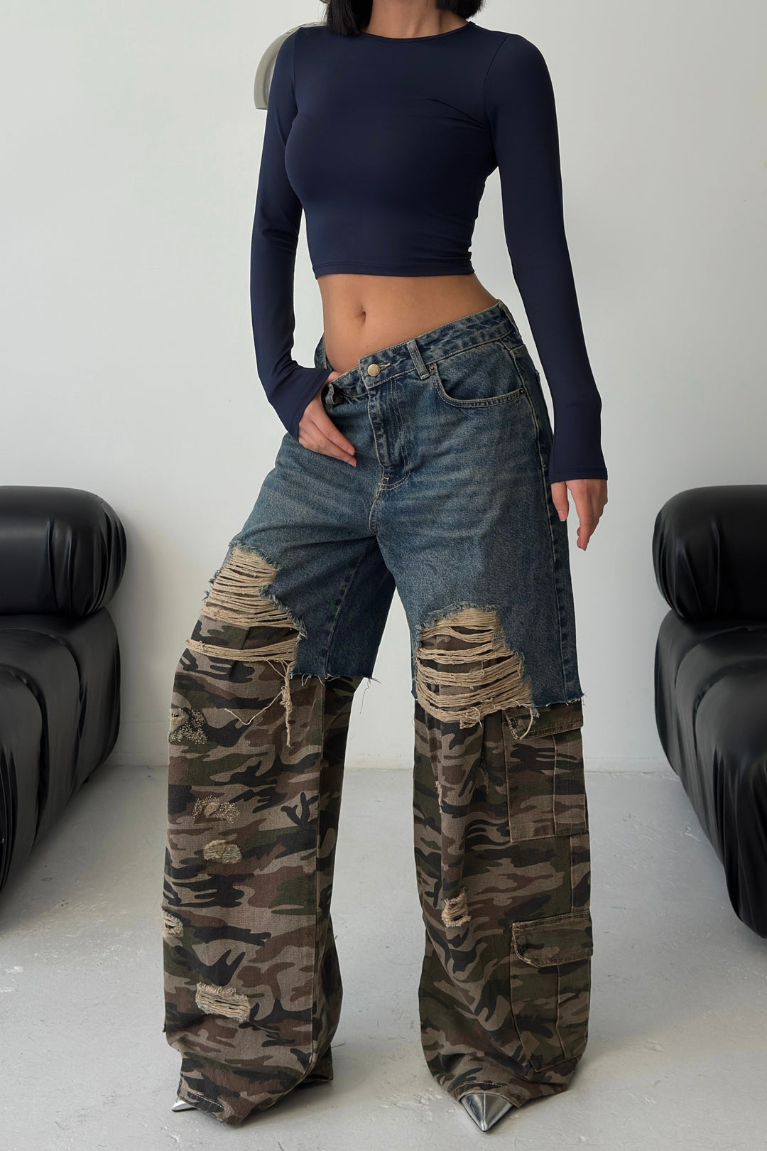 Routines Two-tone Camouflage Cargo Jeans 4412 (PRE-ORDER) Jeans Routines Fashion