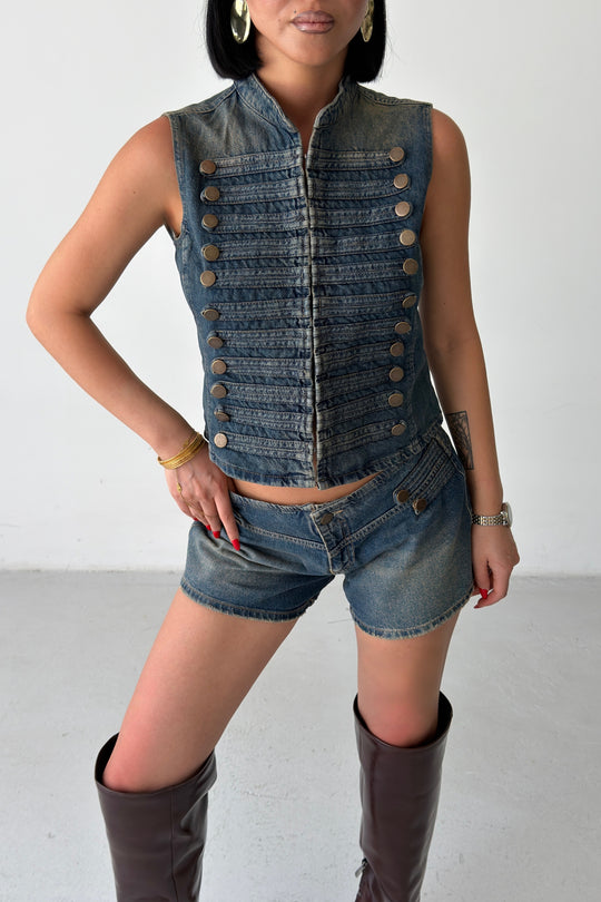 Routines Two Piece Buttons Denim Set 8112 - ROUTINES