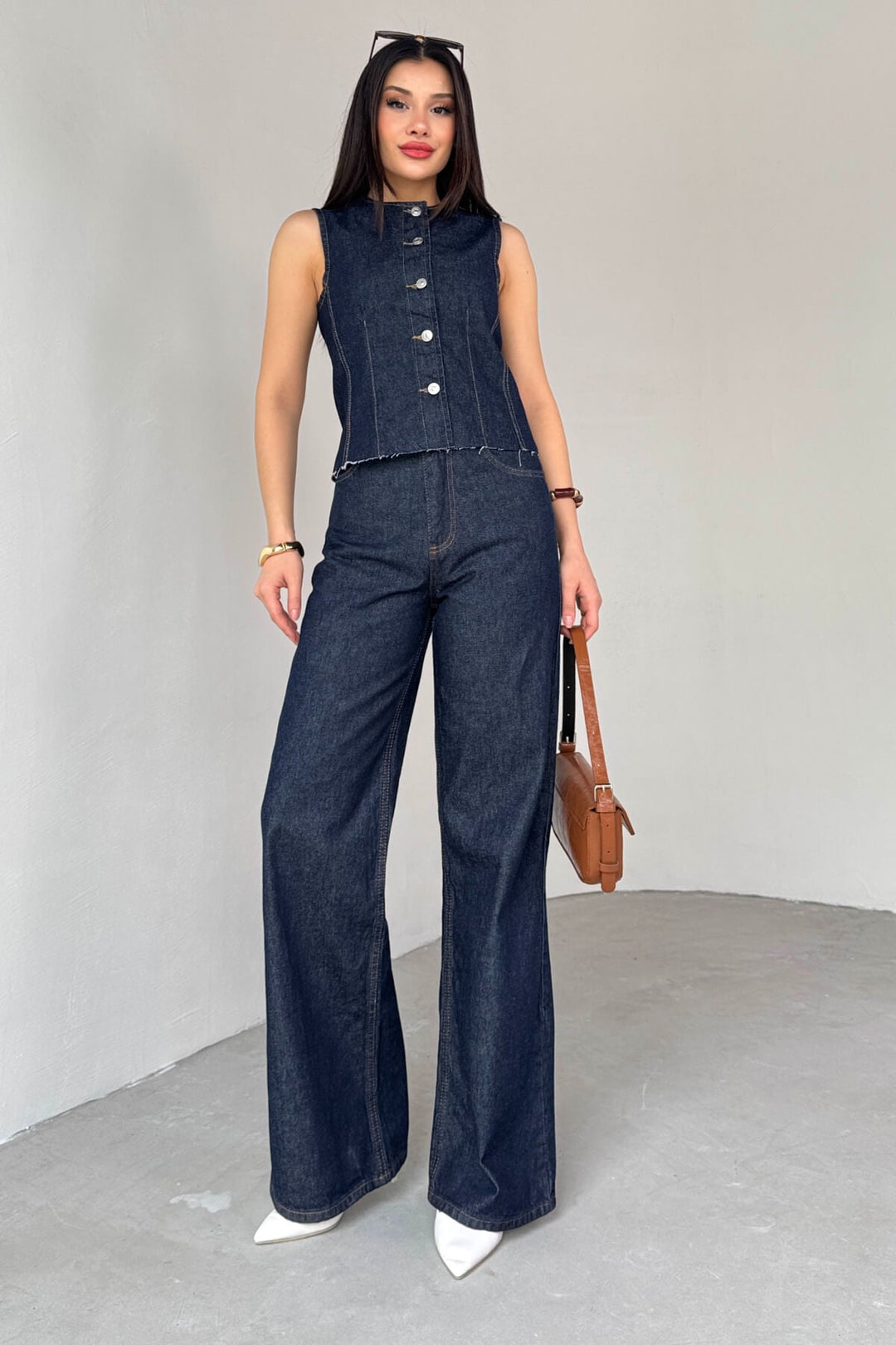 Routines Two Piece Denim Vest Set 0199 Set Routines Fashion