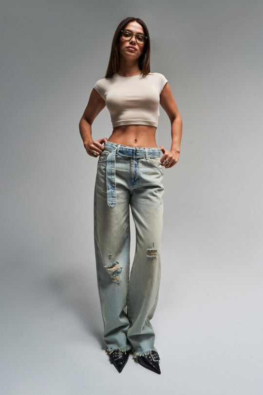 Routines Vintage Belted Straight Jeans 3670 - ROUTINES