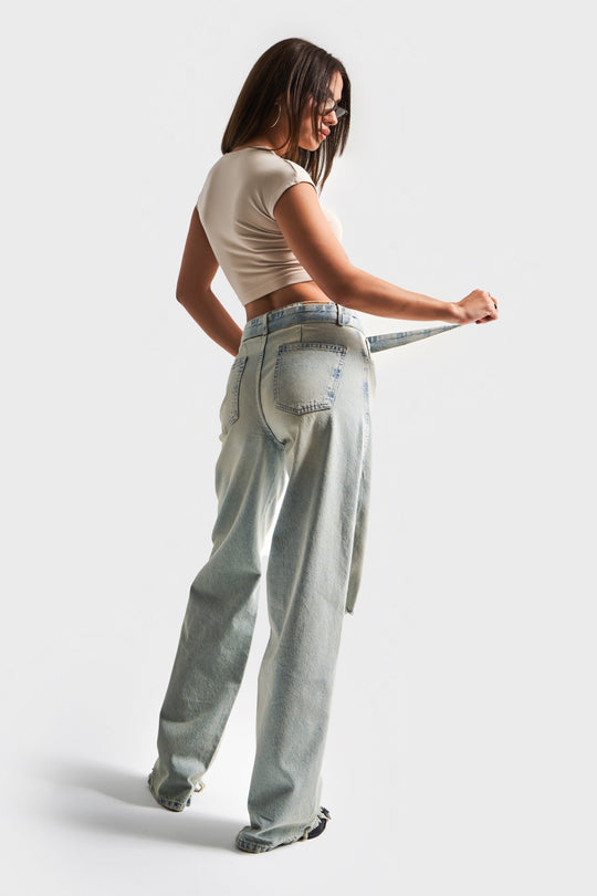 Routines Vintage Belted Straight Jeans 3670 - ROUTINES