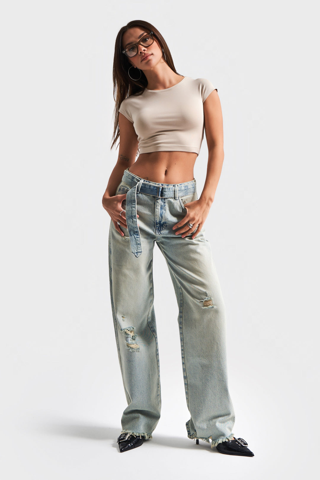 Routines Vintage Belted Straight Jeans 3670 - ROUTINES