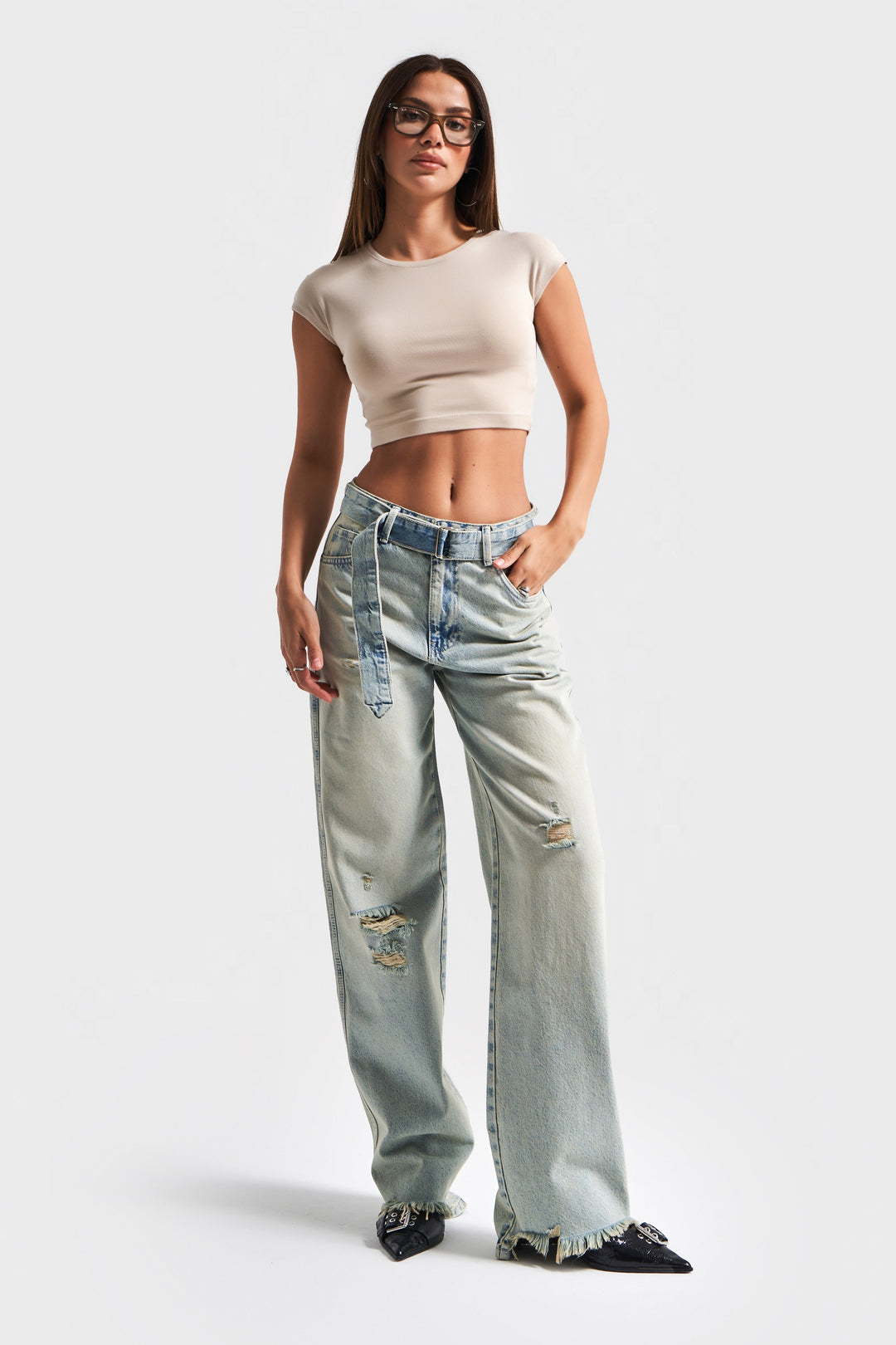 Routines Vintage Belted Straight Jeans 3670 - ROUTINES