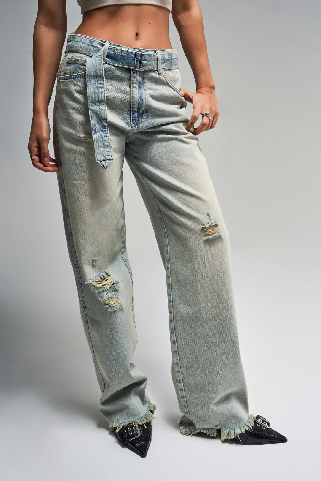 Routines Vintage Belted Straight Jeans 3670 - ROUTINES