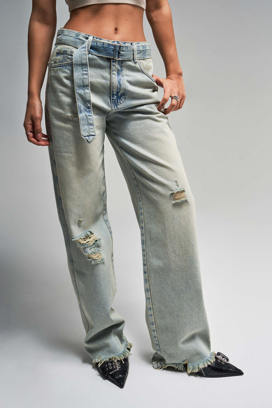 Routines Vintage Belted Straight Jeans 3670 - ROUTINES
