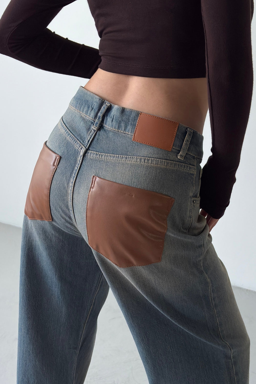 Routines Vintage Faux Leather Pockets Jeans 5533 - ROUTINES