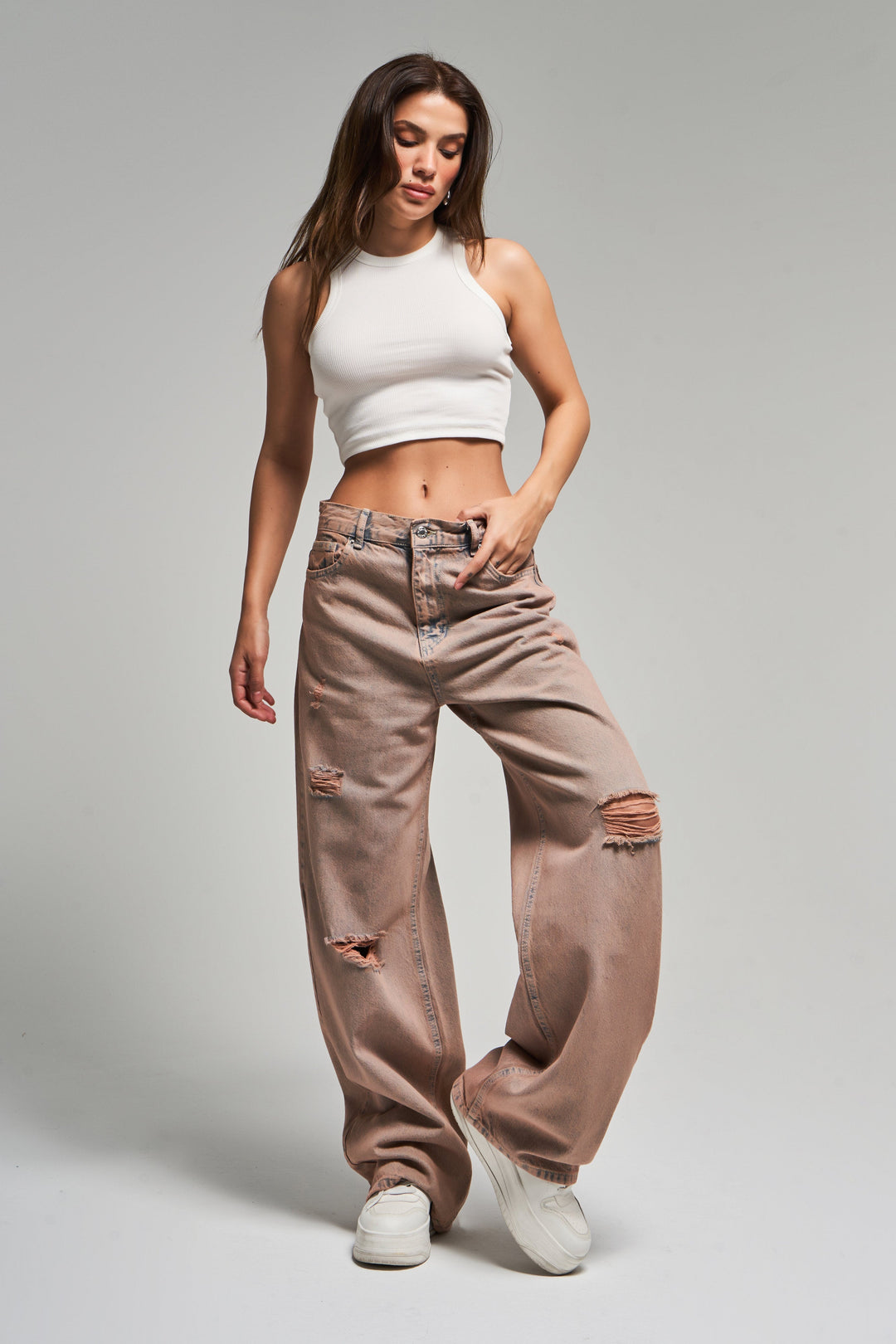 Routines Vintage Loose Ripped Straight Jeans 3259 Jeans Routines Fashion