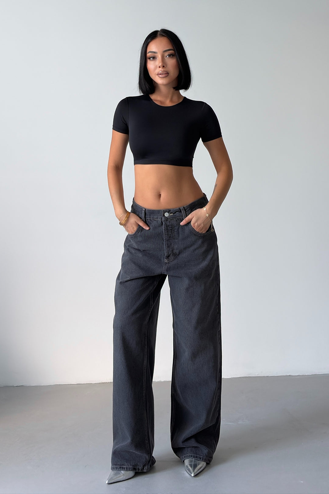 Routines Vintage Mid-rise Baggy Jeans - Grey 1434-3-1