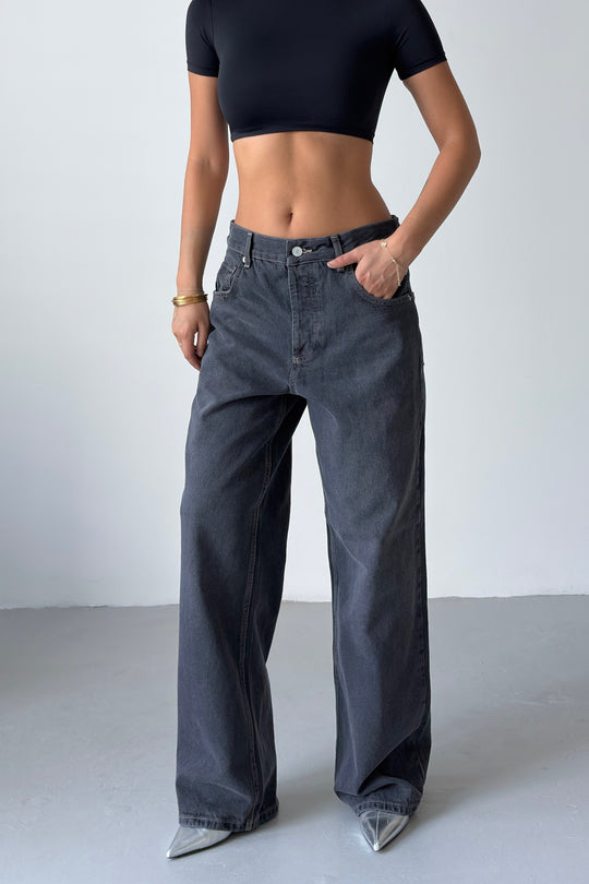 Routines Vintage Mid-rise Baggy Jeans - Grey 1434-3-1
