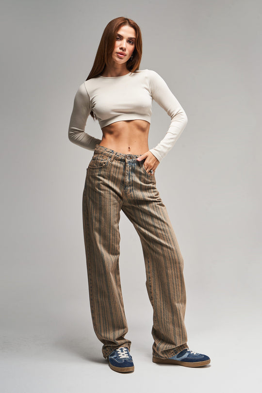 Routines Vintage Striped Straight Jeans 3503 - ROUTINES