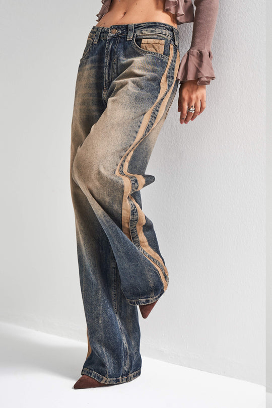 Routines Vintage Striped Straight Jeans 4307 - ROUTINES