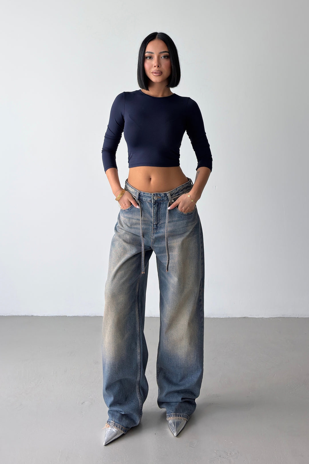 Routines Vintage Washed Drawstring Jeans 1469-18