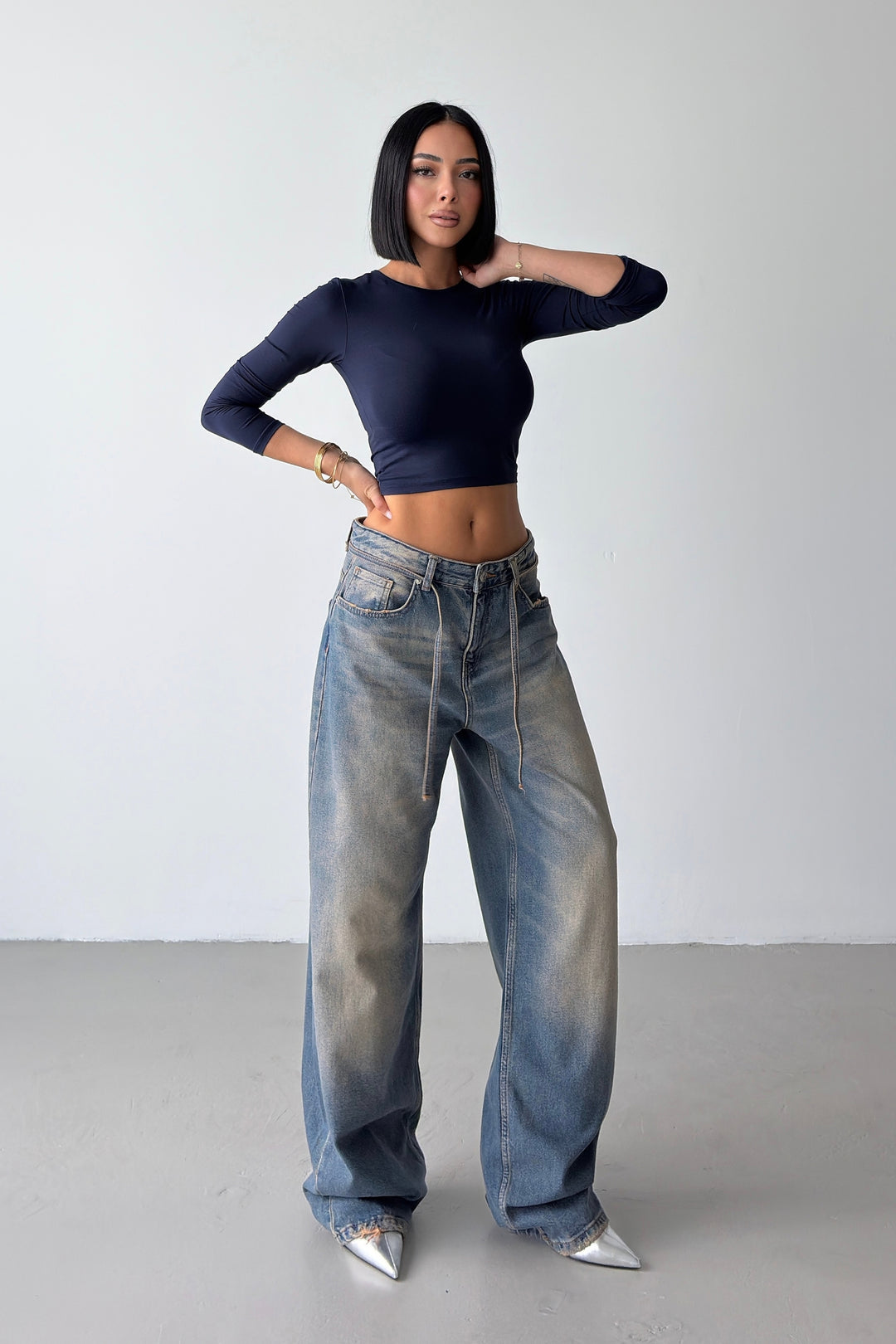 Routines Vintage Washed Drawstring Jeans 1469-18
