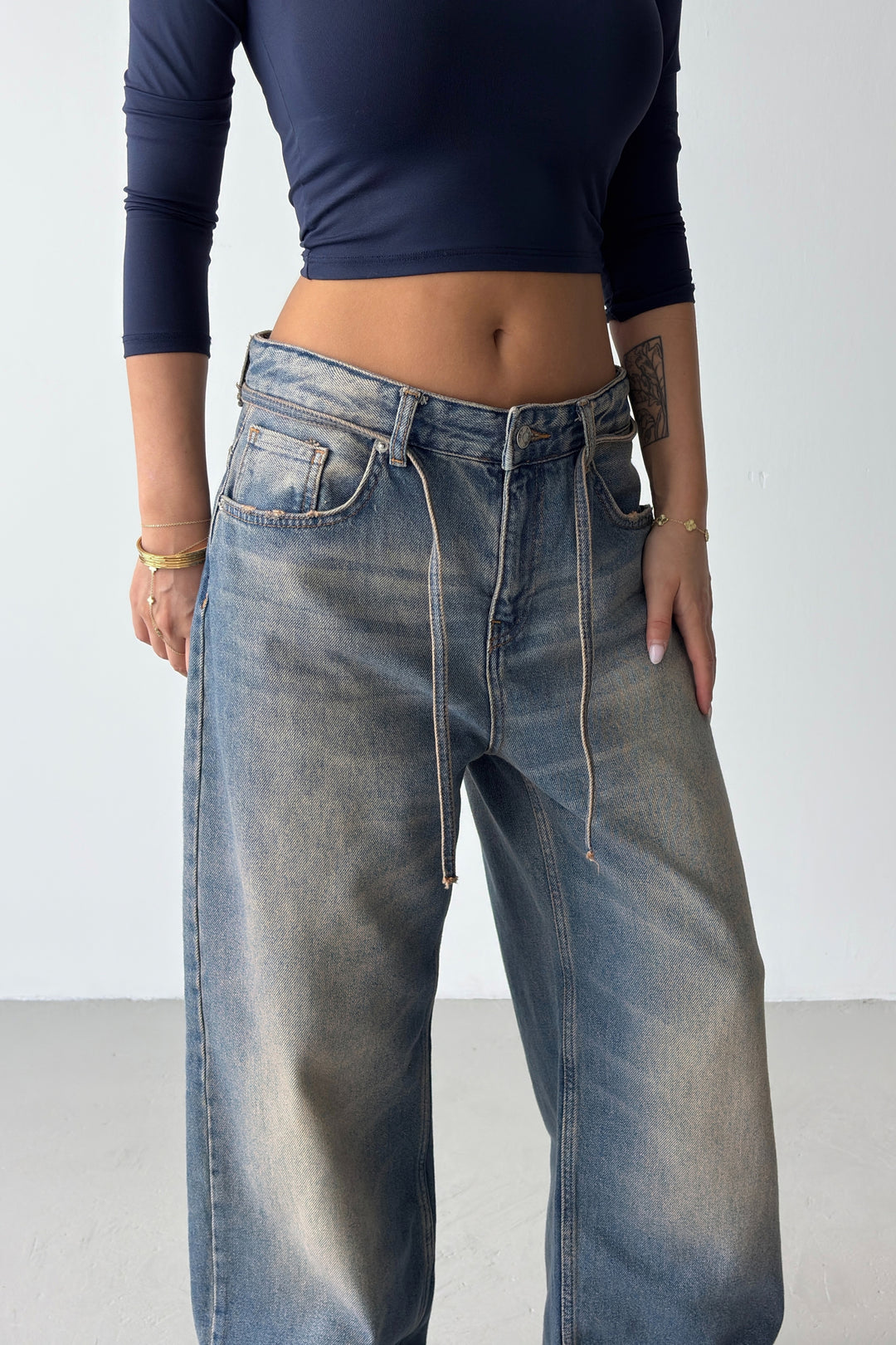 Routines Vintage Washed Drawstring Jeans 1469-18
