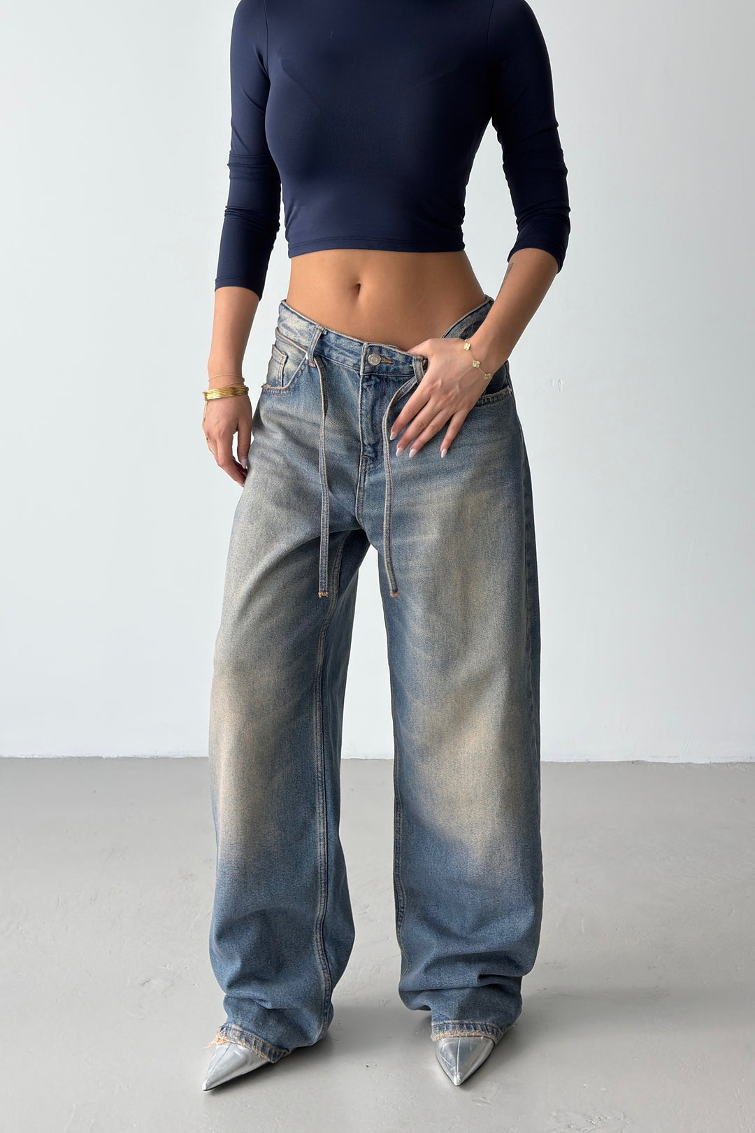 Routines Vintage Washed Drawstring Jeans 1469-18