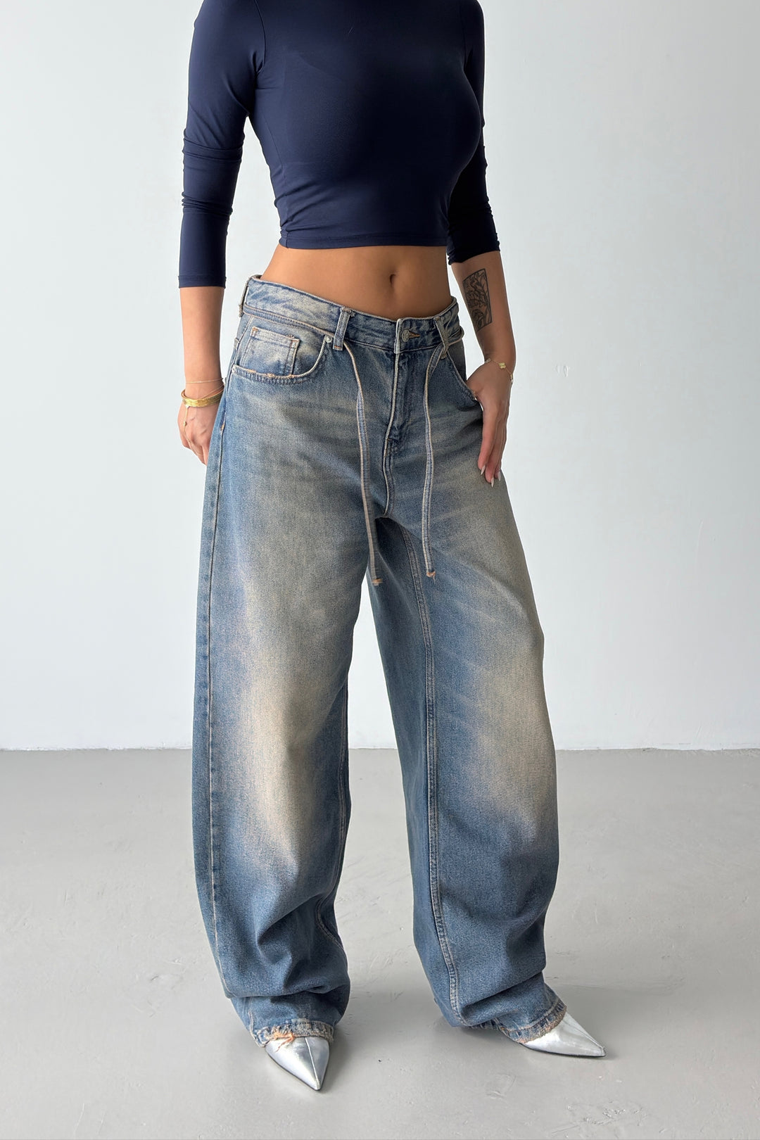 Routines Vintage Washed Drawstring Jeans 1469-18